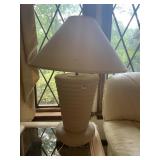 Off white lamp plaster 33" H - shade has stain