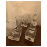 Pedestal Irish coffee crystal mugs, bell