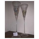 Two multi color Champagne glasses