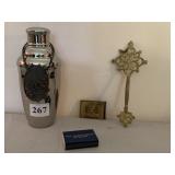 Egyptian belt buckle,, Whiskey marker, new shaker