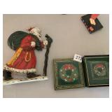 Cast Iron 9" H Santa & Coaster set