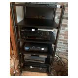 Metal rack stereo with wood shelves 23" W X 20" W