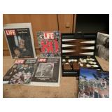 Backgammon set in case, Life Magazines, Mandella