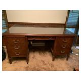 Cherry Executive desk with glass protective top