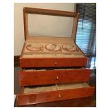 Sicuro Triple watch winder - Burled glass top case