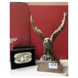 USS Enterprise belt buckle and Eagle Statue