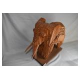 Elephant 16" H x 19" W wood one ear needs glued