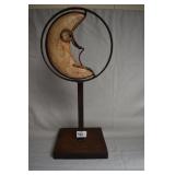 19" H with Moon man - wood base metal top