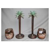 Palm tree candle holders 14" H and Votive candle