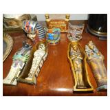 Egyptian Tomb and Chair and masks - reproductions