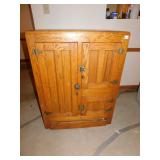 Oak Ice Box raised panel sides galvanized interior