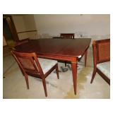 Dining table and 4 chairs, scratch on table,