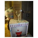 Four Mikasa new wine glasses & new punch bowl