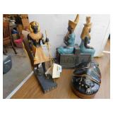 EGYPTIAN COLLECTION BOOKENDS AND FIGURES & COVERED