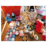 CHRISTMAS ORNAMENTS, RED TOTE, PICTURE FRAME