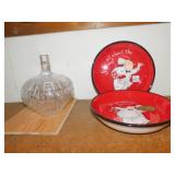 ETCHED COVERED CANDY, 2 PASTA BOWLS