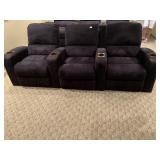 THEATER CHAIRS BLACK ULTRA SUEDE BANK OF 3