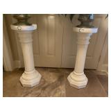 PLASTER PEDESTALS WHITE 29" H X 9 1/2" ROUND PAIR