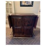ETHAN ALLEN PINE  BAR WITH BRASS RAIL PORTABLE