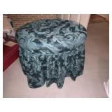 GREEN OTTOMAN WITH SKIRT 22" X 17" X 18" H