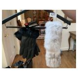 SILVER FOX HEADBAND AND THINSULATE GLOVES BLACK