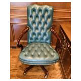 LEATHER TUFTED BACK AND SEAT FIVE CASTER BASE