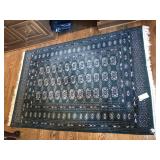 DEEP GREEN BAKARA HAND WOVEN RUG WITH FRINGE PAID