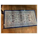 MACHINE MADE GREEN BAKARA RUG AND BLUE AND GREEN