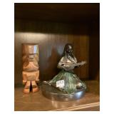 BRONZE HULA DANCER WITH VIOLIN 7" d X 8" & TIKI