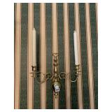 PAIR OF BRASS WALL CANDLE HOLDERS 13" W X 12" H