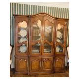 HENREDON CHINA CABINET TWO PIECE 76" W X 18" D X