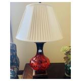 THREE WAY LIGHT BASE LIGHTS UP WITH CLOTH SHADE