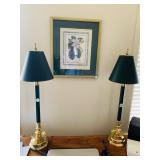 BLACK AND BRASS HUNTER GREEN SHADES ELECTRIC