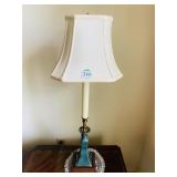 WOOD CERAMIC BRASS CANDLE STICK LAMP 31" H