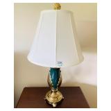 GOLD AND GREEN TABLE LAMP 34" PAIR LAMPS