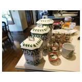 "CANISTER SET PORTUGAL HAND PAINTED