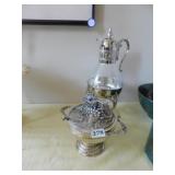 TEAPOT & SMALL COVERED DISH WITH GRAPE HANDLE