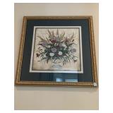 FRAMED FLORAL PRINT 30" W X 30" H TRIPLE MAT