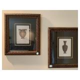 PAIR VESSEL PRINTS BLACK AND GOLD MAT, 17" W X 20H