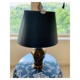 BRASS AND BLACK LAMP BLACK SHADE 26" H