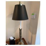 CANDLE STICK LAMP 40" TALL BRASS WITH GLASS SHADE