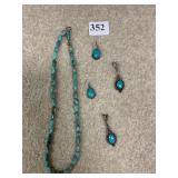 TURQUOISE NECKLACE AND EARRINGS