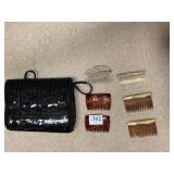 GROUP HAIR COMBS & BLACK EVENING BAG