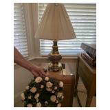 TWIG WREATH DRIED FLOWERS, LAMP 27" H WOOD TURTLE