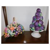 CAPIDOMONTE BASKET FEW FLOWER CHIPS & ITALY PC