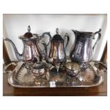 SIX PC. SILVER PLATE TEA SET W/ TRAY