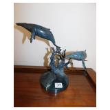 MARBLE BASE MAMUALS BRONZE 9 1/2" H X 12" W