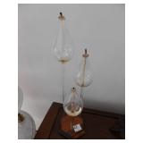 TIERED OIL FILLED CANDLES WOOD BASE 17" H