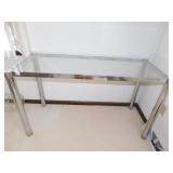 CHROME GLASS INSET CENTR LIBRARY TABLE 29" H