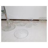 CANDLEWICK DISHES, PRESSED GLASS, WINE DECANTER